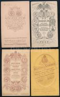 cca 1870-1890 Férfiportrék, 4 db vizitkártya méretű fotó pesti/budapesti műtermekből (Klösz, Goldste...