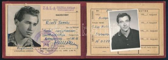 1955 Fényképes sporttudósítói igazolvány Riefl Tamás (1934- ), a Zala politikai napilap újságírója r...