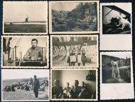 cca 1940-1944 35 db II. világháborús katonai fotó, magyar katonákkal, városképekkel, kisméretű album...