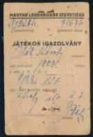 1950 Szombathely, fényképes MLSZ játékos igazolvány az Ukki VSE játékosa részére