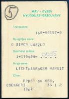 1931-1987 5 db fényképes kedvezményes vasúti igazolvány