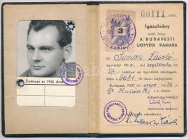 1950 Fényképes ügyvédi igazolvány, illetékbélyeggel