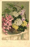 8 db RÉGI motívumlap; virág, hölgy; vegyes minőség / 8 pre-1945 motive cards; flowers, lady, mixed quality