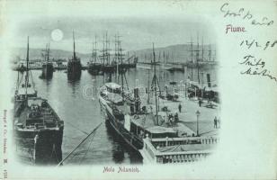 1898 Fiume, Molo Adamich, steamships, night