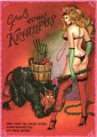4 db MODERN erotikus krampuszos képeslap sorozat / 4 modern erotic Krampus postcard series