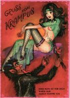 4 db MODERN erotikus krampuszos képeslap sorozat / 4 modern erotic Krampus postcard series