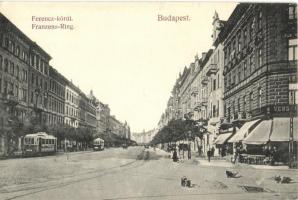 Budapest IX. Ferenc körút, villamosok, vendéglő, építkezés (EK)