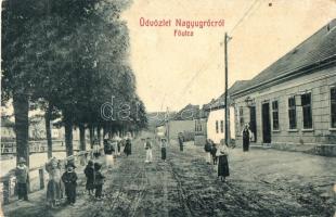 Nagyugróc, Velké Uherce; Fő utca üzlettel. W. L. Bp. 536./ main street with shop (tűnyomok / pin marks)