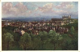 Pozsony, Pressburg, Bratislava; látkép. Művészlevelezőlap Hausner H. 7031/6. / panorama view