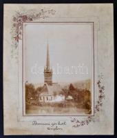 cca 1890 Berence (Erdély), görög katolikus templom, díszes kartonra kasírozva, képméret: 20x15 cm