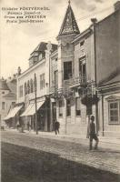 Pöstyén, Piestany; Franz Josef Strasse / Ferenc József út, üzletek, Gipsz H. kiadása / street view, shops (EK)