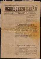1919 Debreczeni Újság 2 száma (február 22, június 6.) hiányos, viseltes állapotban