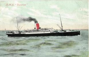RMS Victorian ocean liner of the Allan Line. Valentines Series