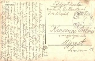 Piran, Pirano; Hafen / harbor, general view, 'K.u.K. Kriegsmarine SMS Árpád' Marinefeldpos...