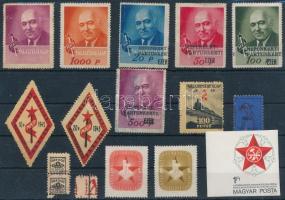 1945-1946 Választási alap, Kongresszusi támogatás, Pártadó propaganda bélyegek + 1978 Kommunisták Magyarországi Pártja vágott ívszéli bélyeg, stecklapon