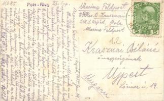 Pola, Riva, Fot. G. Fiorini, Verlag Stefan Vlach / M. Müller's Restaurant Miramar, quay, port. ...