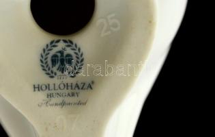 Hollóházi porcelán bagoly, kézzel festett, jelzett, hibátlan, 8x5 cm