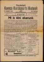 1937 Tiszántúli Kovács-Kerékgyártó Mesterek lapja, III. évfolyam 1. szám, címlapja hiányos
