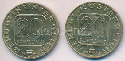 Ausztria 1994. 20Sch Cu-Al-Ni "Bécsi verde 800. évfordulója" + 1995. 20Sch Cu-Al-Ni "...