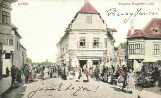 Győr, Czucza Gergely utca, Kreszler Ferenc fűszerkereskedése, Varga hentesüzlete, S. D. M. 2076. (EK)