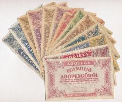 1946. 13db-os vegyes adópengő bankjegy tétel, közte fordított címer T:III,III-