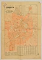 1929 Debrecen térképe, kiadja Antalfy József, M. Kir. Honvéd Térképészeti Intézet, 1:20.000, hajtásnál apró szakadással, 49x34,5 cm