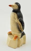 Mázas kerámia pingvin, kézzel festett, jelzés nélkül, hibátlan, m: 17 cm.