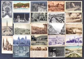 92 db RÉGI magyar és történelmi magyar városképes lap vegyes minőségben; sok vasútállomás és sok Erd...