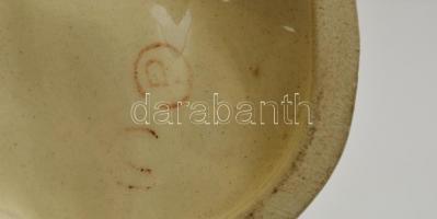 Mázas kerámia kacsa, kézzel festett, jelzett, hibátlan, m: 16 cm