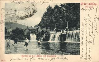 Mürzzuschlag, Partie an der Mürz mit Cursalon, C. Ledermann / riverside, spa (EK)