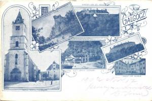 Galgóc, Hlohovec; Római katolikus templom, Régi vár, Szent János szobor, Erdődy vár északi és déli része, floral Art Nouveau (EK)