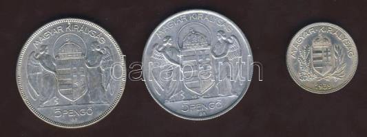 1930. 5P Ag "Horthy jobbra" T:3+ 
 1939. 1P Ag T:2 + 1943. 5P Alu T:2/3
