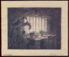 1932 Nagy Árpád (1894-1959) rézkarc 18x15 cm