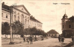 Lugos, Lugoj; Vármegyeház, piac / county hall, market