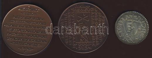 1988. "Szt.István" 3db plakett, benne 1db Ag, 1db tűzzománccal díszítve, mindhárom díszdob...