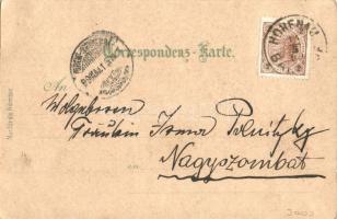 1899 Hohenau an der March, Hauptstrasse, March-Brücke, Fürstl. Lichtenst. Jägerhaus, Waldamt, Zucker...