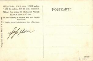 Baden-Heilanstalt Alland, K. K. Postautomobil / Baden-Alland line K.u.K. post automobile in front of...