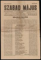 1945 Szabad Május, 1945. május 1., a címoldalon Szakasits Árpád vezércikkével, és Kassák Lajos versével, benne korabeli reklámokkal.