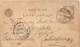 1897 (Vorläufer!) Nagyszombat, Trnava; "Die Omnibus-Gesellschaft" / Kézzel rajzolt üdvözlő...