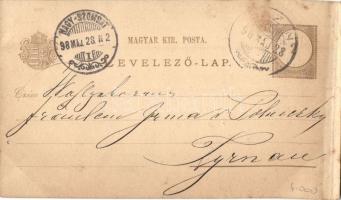 1898 Nochmal All Heil!, Radfahrer / kézzel rajzolt biciklis üdvözlőlap / hand-drawn greeting card wi...