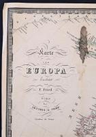 1860 Európa térképe, F. Fried, Wien, Artaria & Comp., német nyelven, foltos, a hátoldalán javítá...