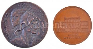 Cyránszki Mária (1940-) 1975. "Dunaújváros 1950-1975" fém emlékérem (61mm) + Carl Radnitzky (1818-1901) 1865. "A Magyar Tudományos Akadémia megnyitásának 40. évfordulójára" Br emlékérem. "XI. DEC: MDCCCLXV / HÁZA MEGNYITÁSÁNAK EMLÉKEÜL A MAGYAR TUDOM: AKADÉMIA" (51mm) T:2,2-