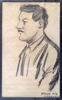 Holtz jelzéssel: Gavrilo Princip 1914, ceruza, papír, paszpartuban, 22,5×13,5 cm
