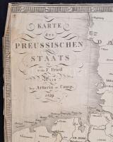 1839 Poroszország térképe, F. Fried, Wien, Artaria & Comp., német nyelven, két alsó sarkánál sér...