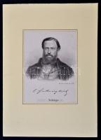 cca 1866 P. Szathmáry Károly író portréja, rotációs fametszet, papír, a Nefelejts melléklete, paszpa...