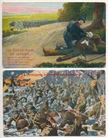 10 db RÉGI katonai művészlap vegyes minőségben / 10 pre-1945 military art postcards in mixed quality