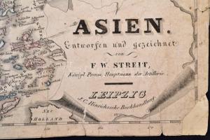 1829 Ázsia térképe, (rajta többek között Kína, Japán, India, és Oroszország..stb), F. W. Streit, Lei...