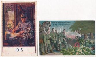 10 db RÉGI katonai művészlap vegyes minőségben / 10 pre-1945 military art postcards in mixed quality