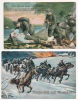 10 db RÉGI katonai művészlap vegyes minőségben / 10 pre-1945 military art postcards in mixed quality