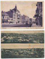 10 db főleg RÉGI magyar városképes lap, vegyes minőség / 10 mostly pre-1945 Hungarian town-view postcards, mixed quality